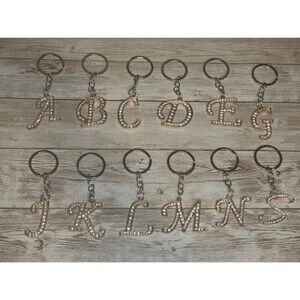 Rhinestone Alphabet Initial Letter Key Ring Chain Unisex Keychain Letters